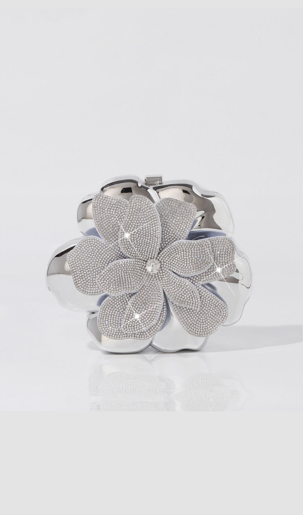 Fashionslee Women Khoi Silver Flower Diamante Bag