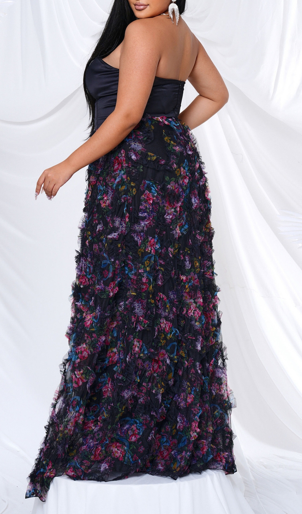 Fashionslee Women Belinay Black Strapless Plus Size Maxi Dress
