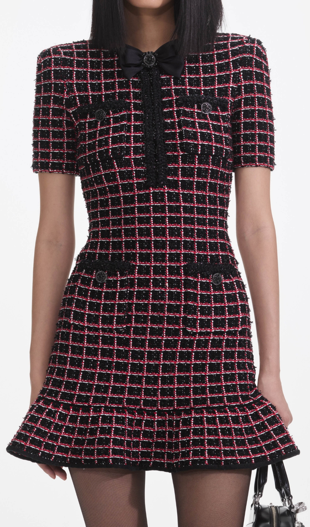 abcac042fd6145cf88d6aca7034a2d1c.jpg Fashionslee Women Black And Red Check Knit Mini Dress