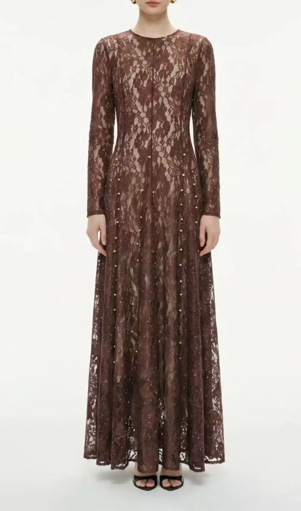Fashionslee Women Kozakura Lace Long Sleeve Maxi Dress