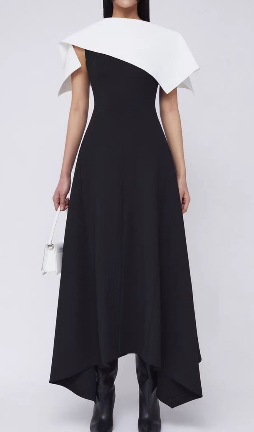 Fashionslee Women Black Jewel Neck Split Front Sleeveless Backless Midi Dress