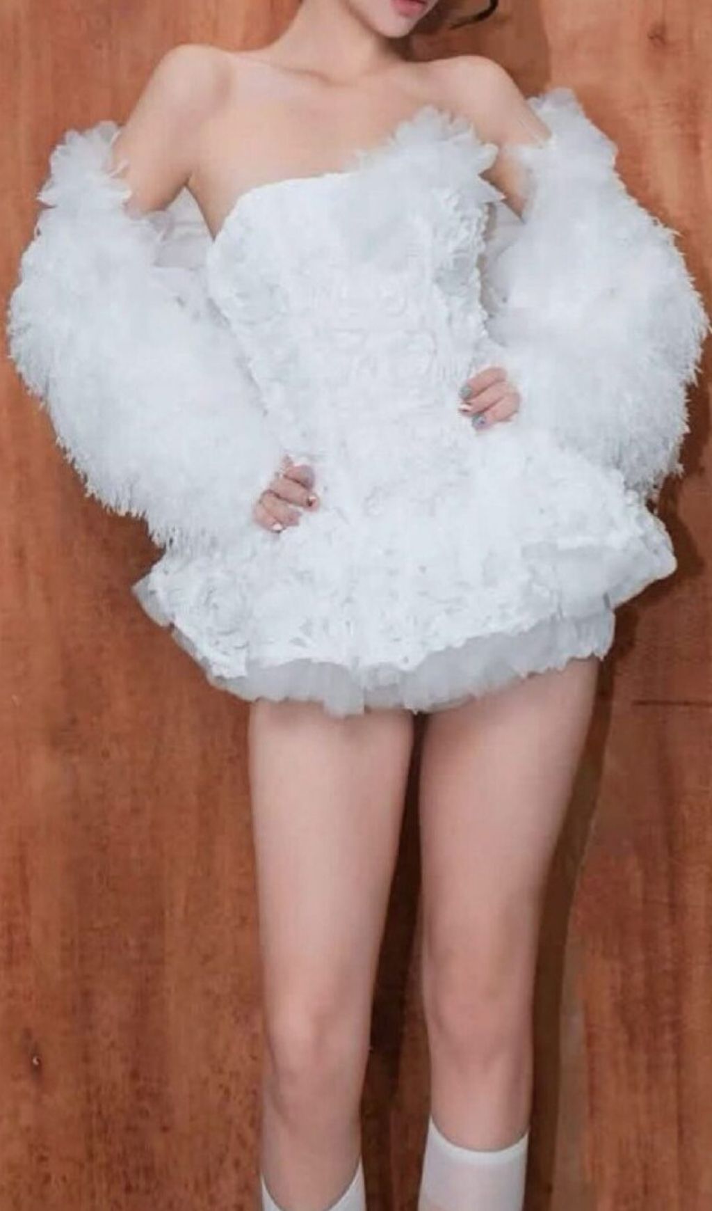 Fashionslee Women Keisha White Strapless Flower Mini Dress