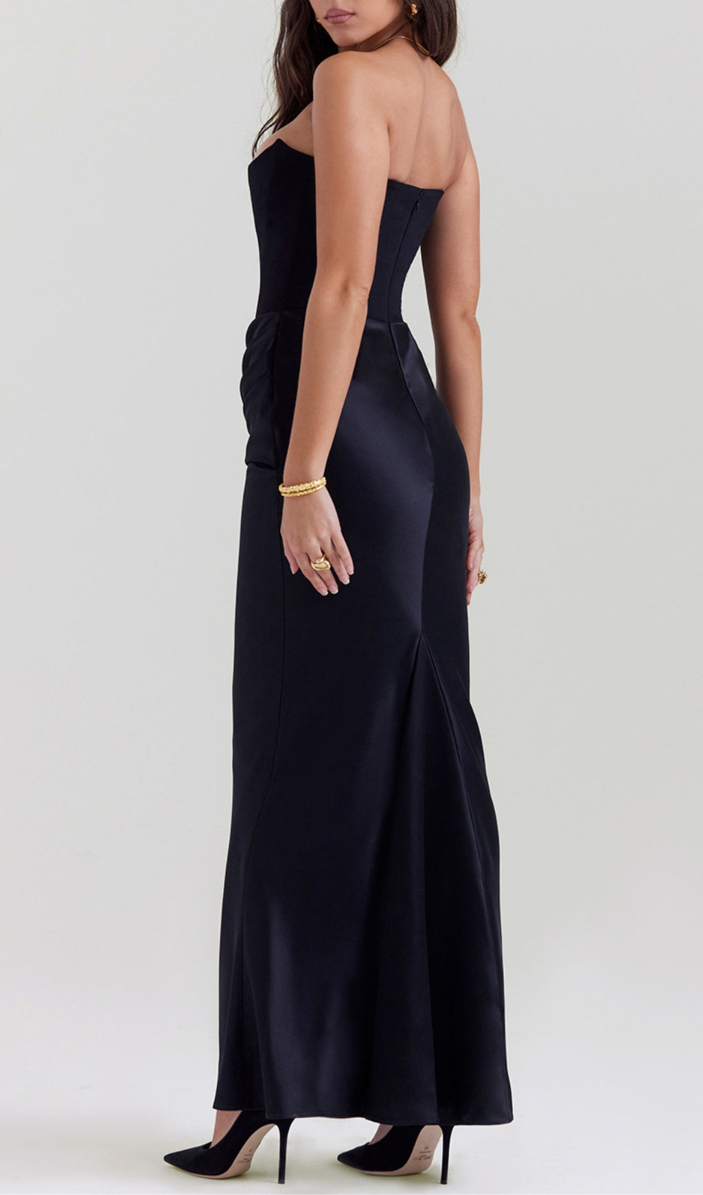 Fashionslee Women Ruched Corset Dress Maxi Dress In Black