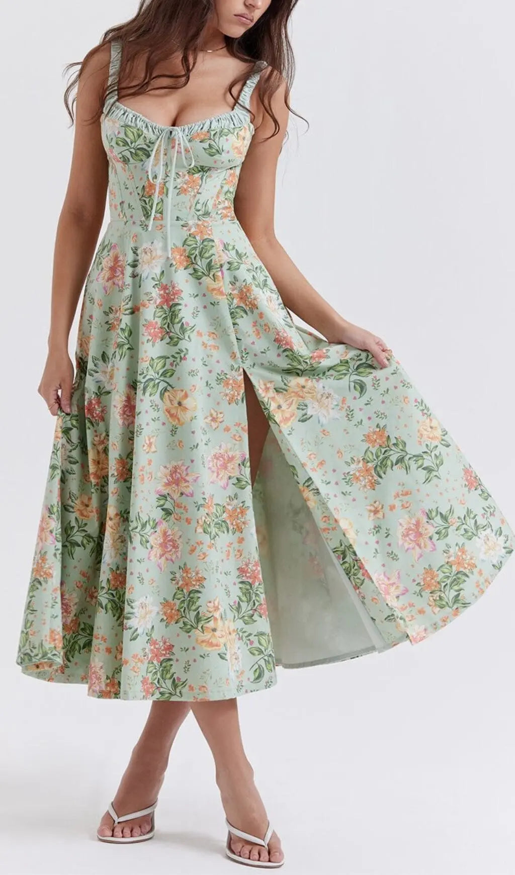ac21cdcb7fa851331fea6b74e67e7314.jpeg Fashionslee Women Light Jade Print Bustier Sundress