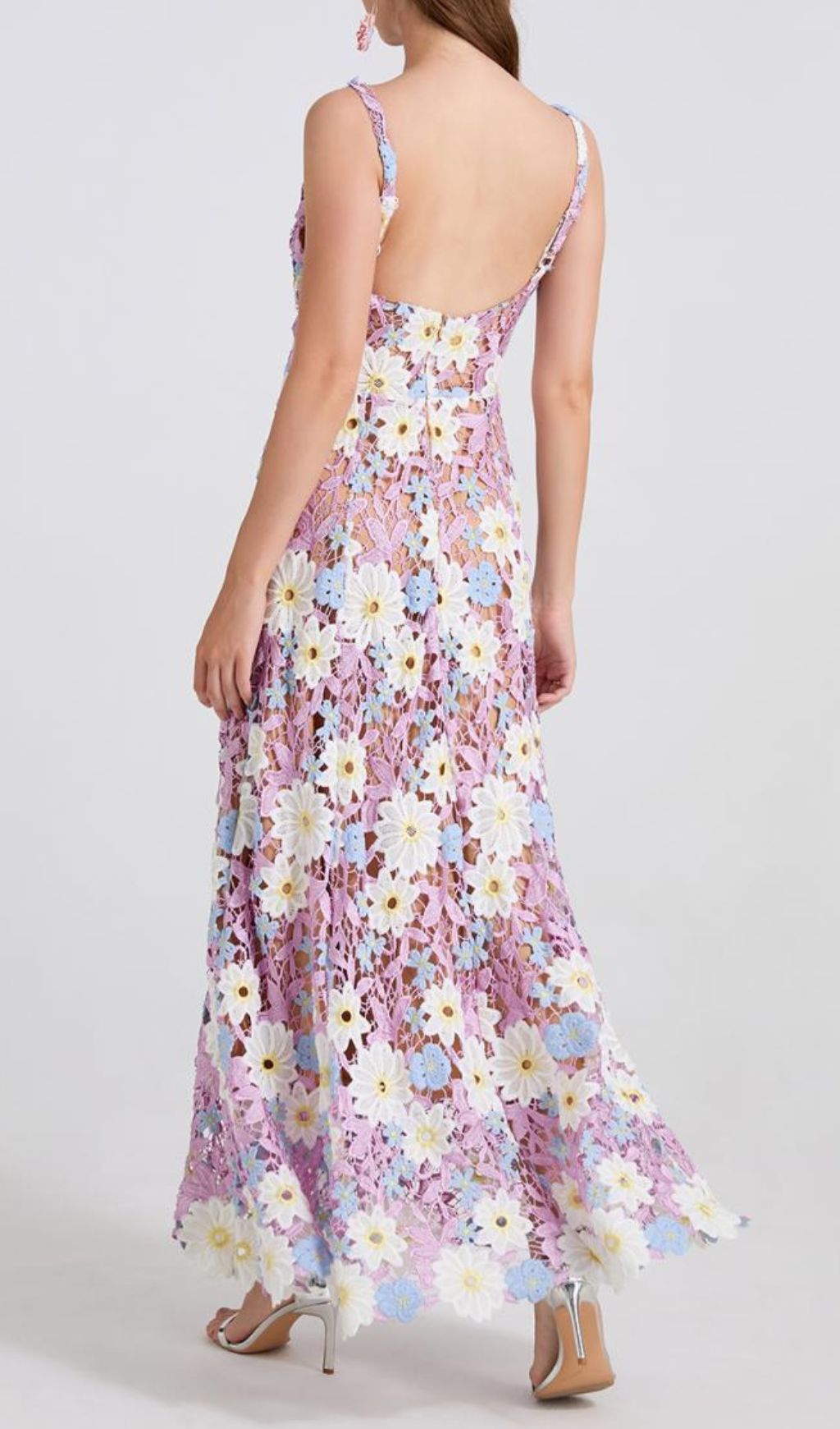 Fashionslee Women Diablo Purple Strappy Flower Maxi Dress