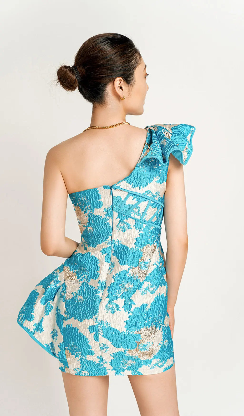 ac352f51f06a92151b7c55f28b721c49.jpeg Fashionslee Women Jacquard One Shoulder Mini Dress In Yellow