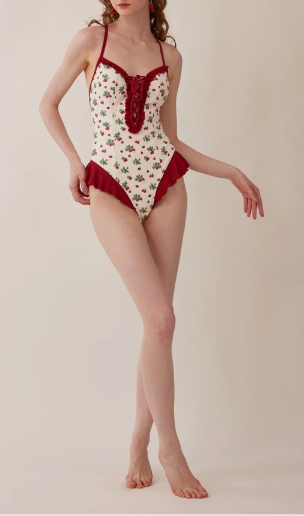 ac5b3916afd045ae1d07711ce24ec346.jpg Fashionslee Women Dandy Strawberries Printed One-Piece Swimsuit