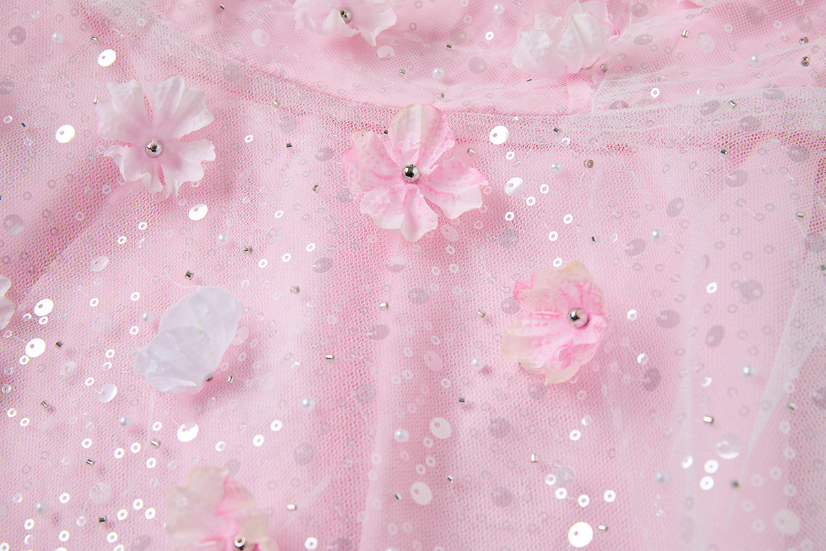 PINK SEQUIN AESTHETIC MINI DRESS WITH FLOWERS - OWNCI PINK SEQUIN AESTHETIC MINI DRESS WITH FLOWERS - OWNCI