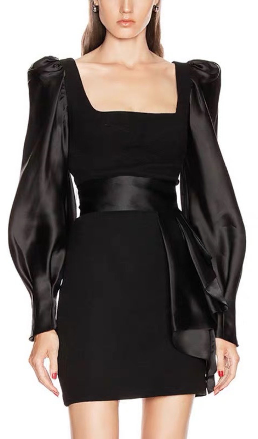 Fashionslee Women Amandine Crepe Silk Mini Dress