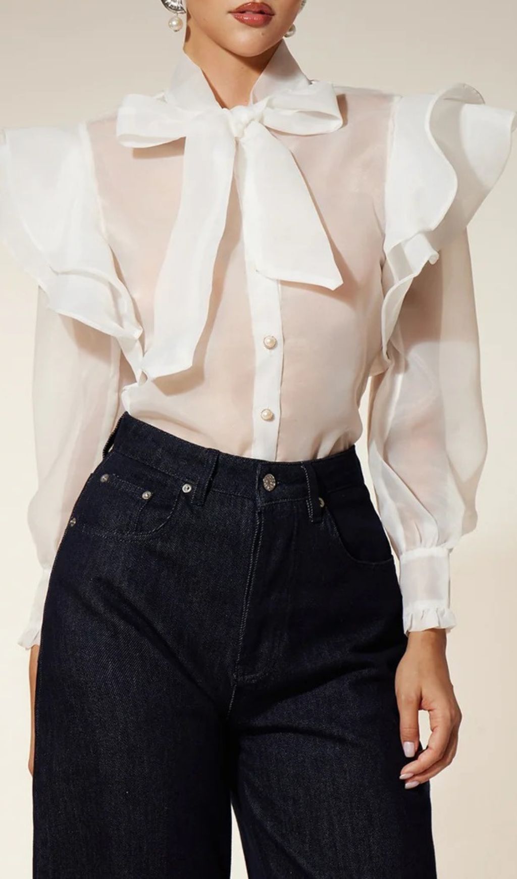 VINTAGE BOW RUFFLE BLOUSE – TRENDING - OWNCI VINTAGE BOW RUFFLE BLOUSE – TRENDING - OWNCI