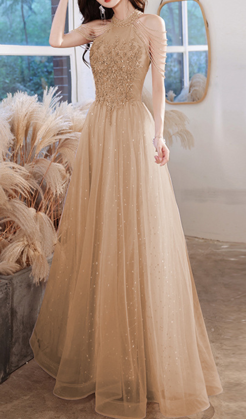 acf8208a907e9053aee720208fe9a8ed.jpg Fashionslee Women Cleon Halter Flower Sequin Maxi Dress