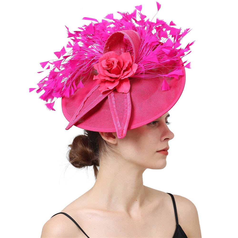 acfe417df0beb63e9c7ce03aa359d65e.jpeg Fashionslee Women Pink Elegant Feather Fascinators