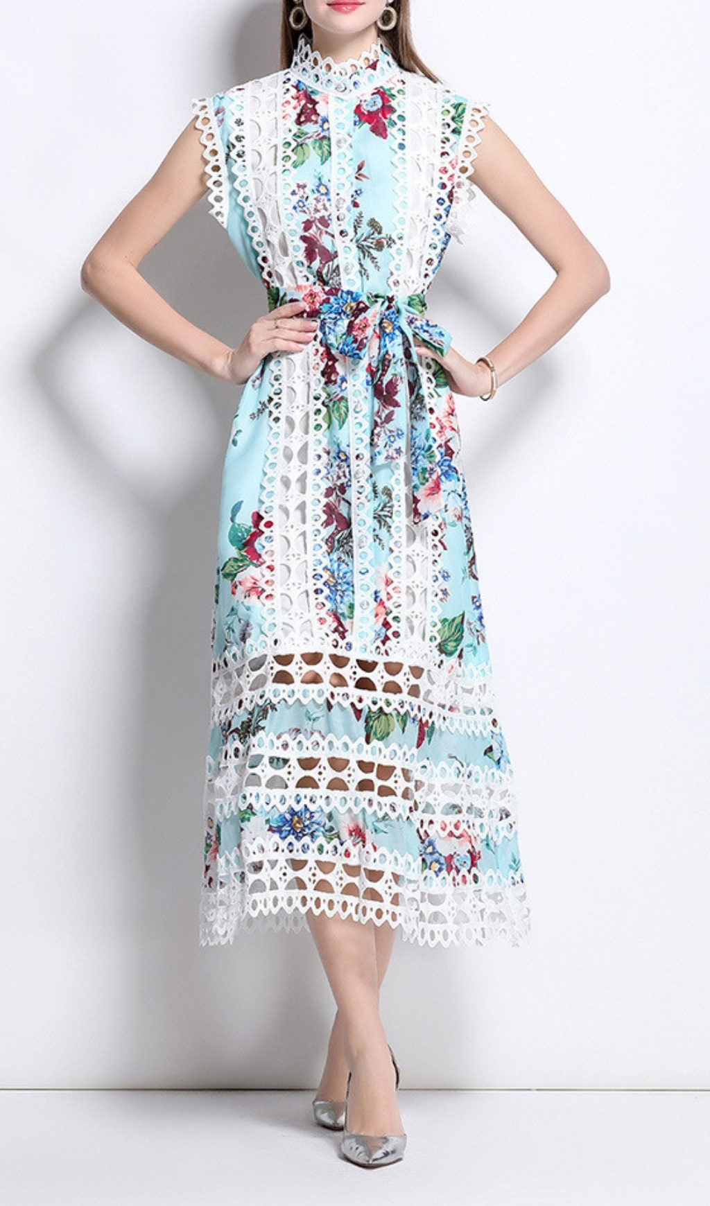 Fashionslee Women Errin Floral Hollow Out Midi Dress