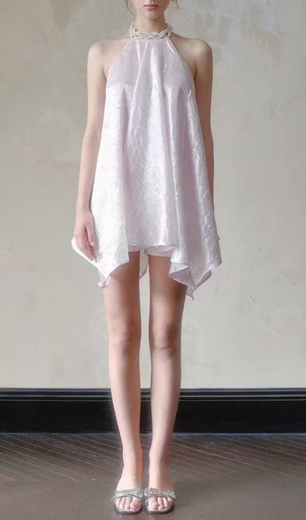 Fashionslee Women Sorex Open Back Pearl Mini Dress