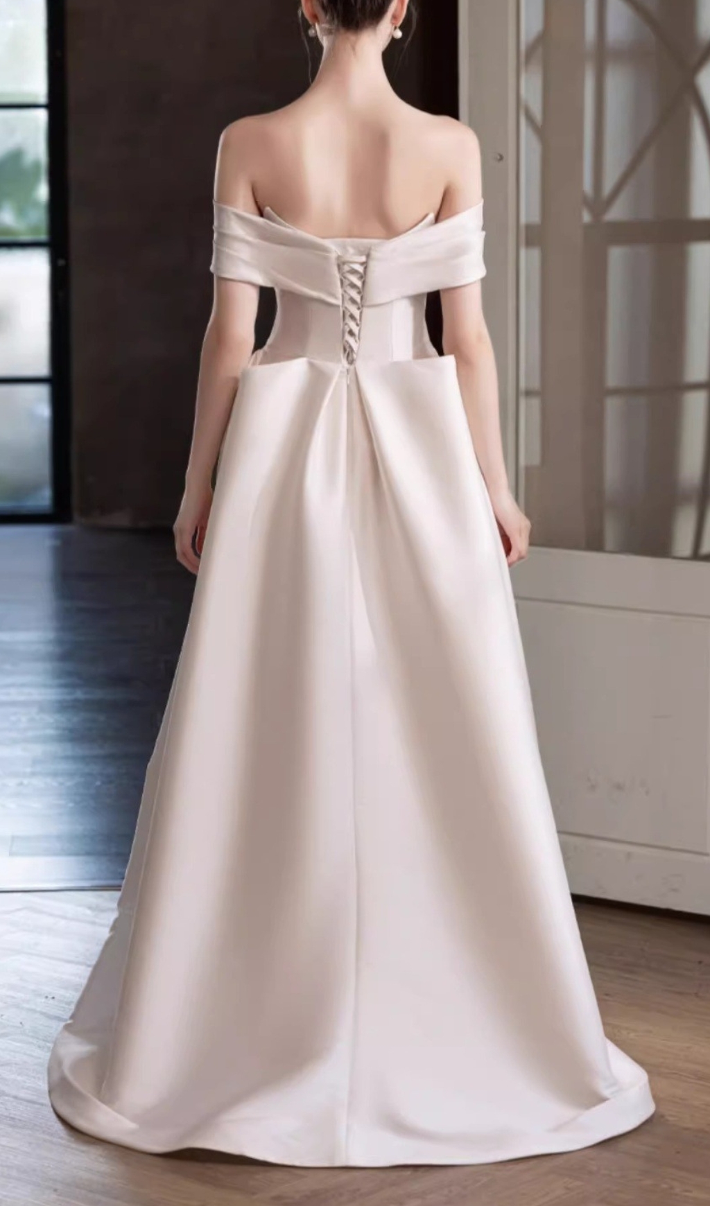 Fashionslee Women Destiny Off-Shoulder Bow Wedding Dress