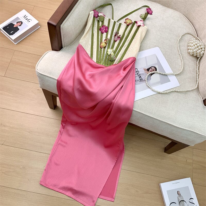 ad2b3eca6440e7d7d7f8bf254f13eff2.jpeg Fashionslee Women Flower Vine Corset Midi Dress In Pink