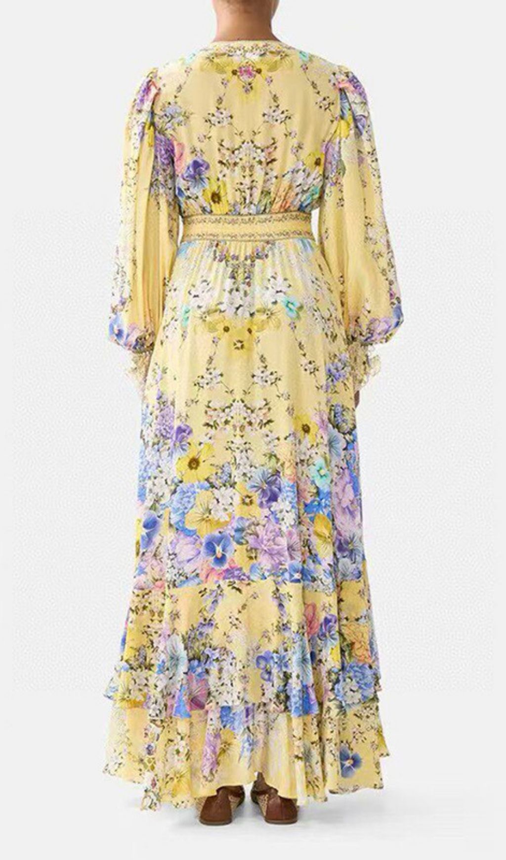 Fashionslee Women Kayli Yellow Floral Long Sleeve Maxi Dress