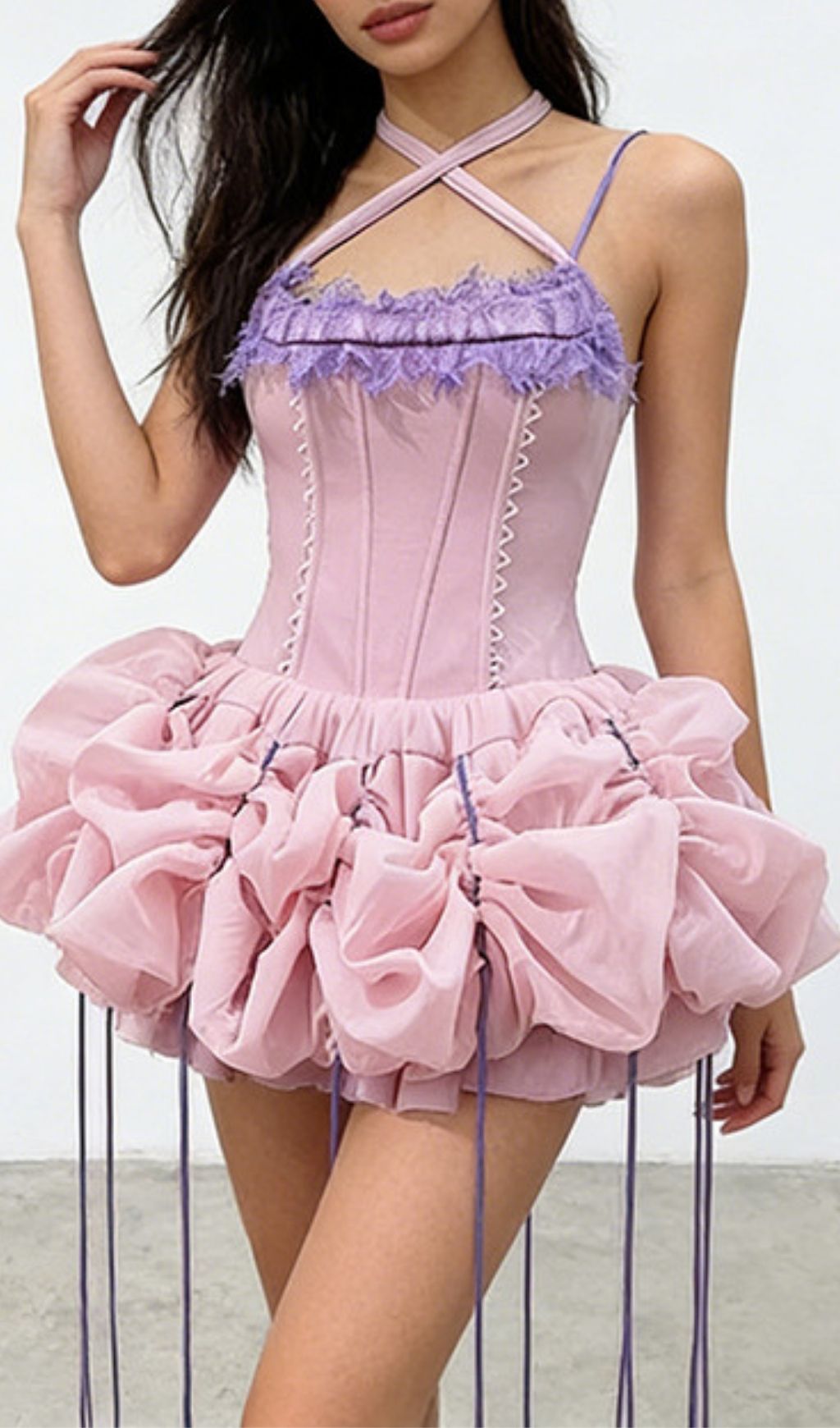 Fashionslee Women Kenya Pink Corset Mini Dress