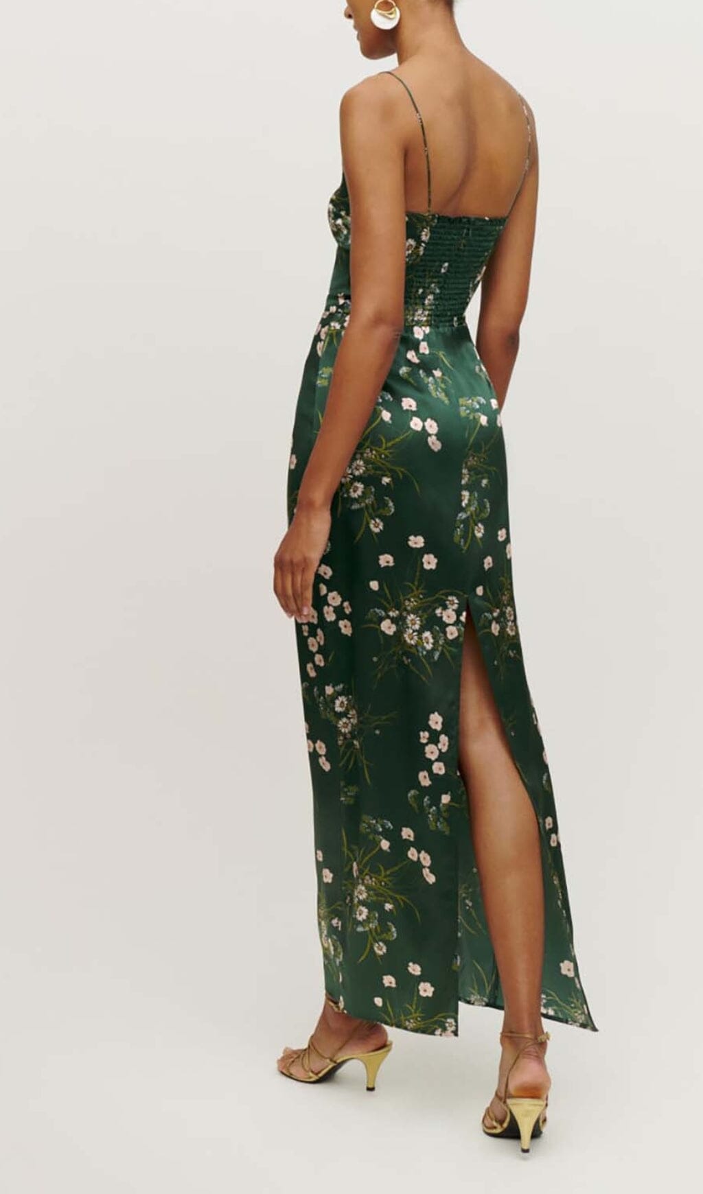 Fashionslee Women Spaghetti Strap Sleeveless Maxi Dress In Green