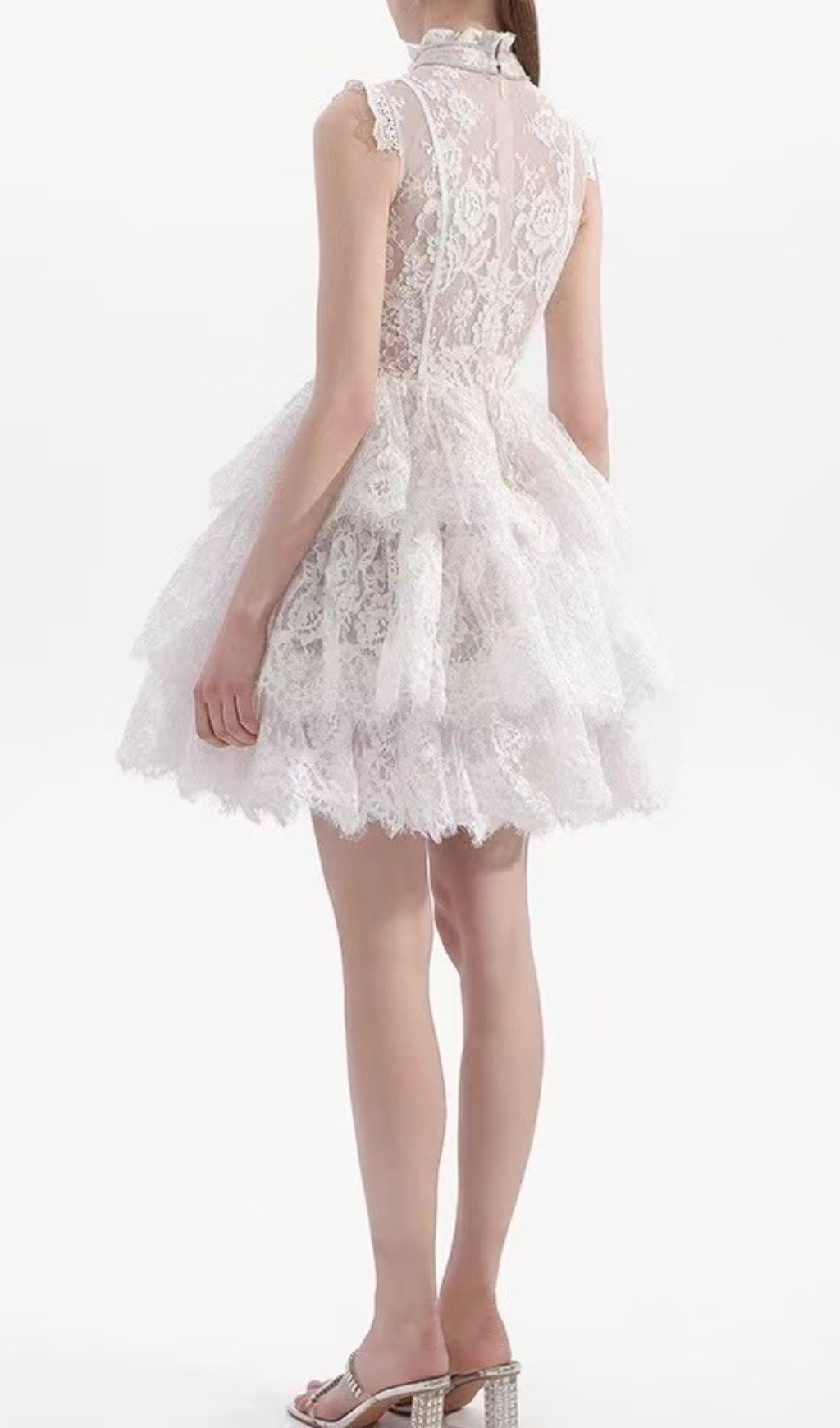 Fashionslee Women Estevão White Lace Mini Dress