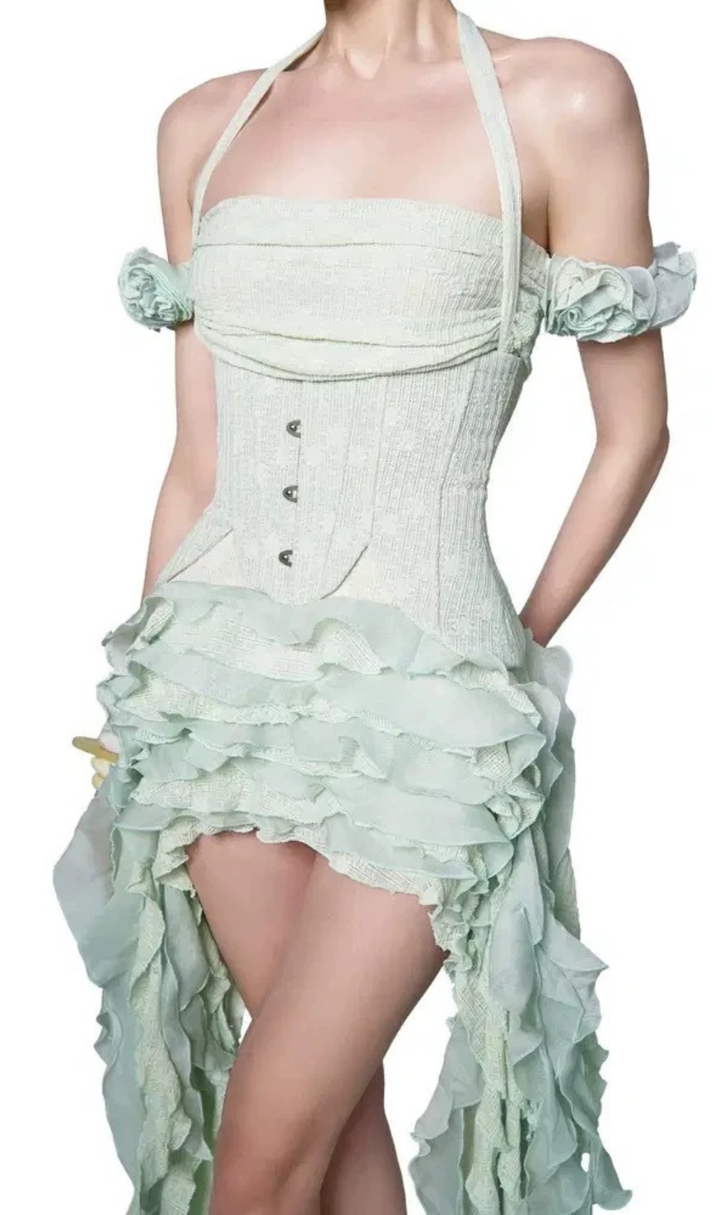 ad8619d80a91baffaadf9fb756189a74.jpg Fashionslee Women Dalilah Corset Ruffle Mini Dress