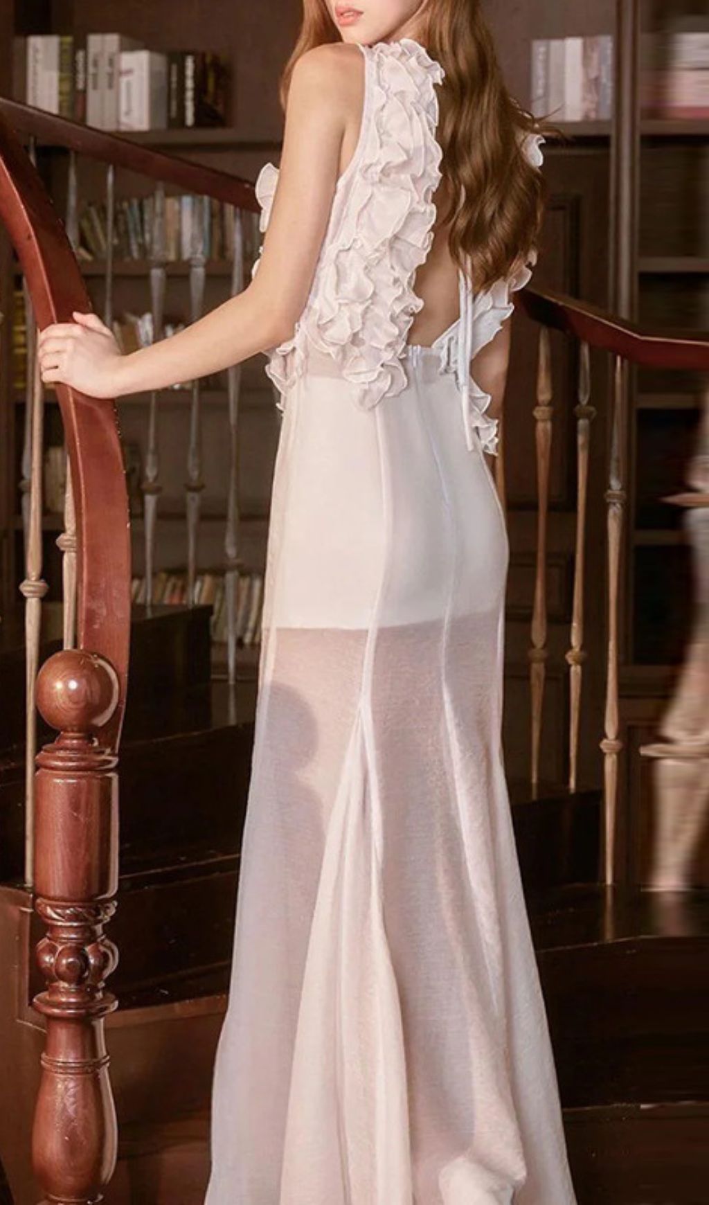 Fashionslee Women Harleigh White Mesh Maxi Dress