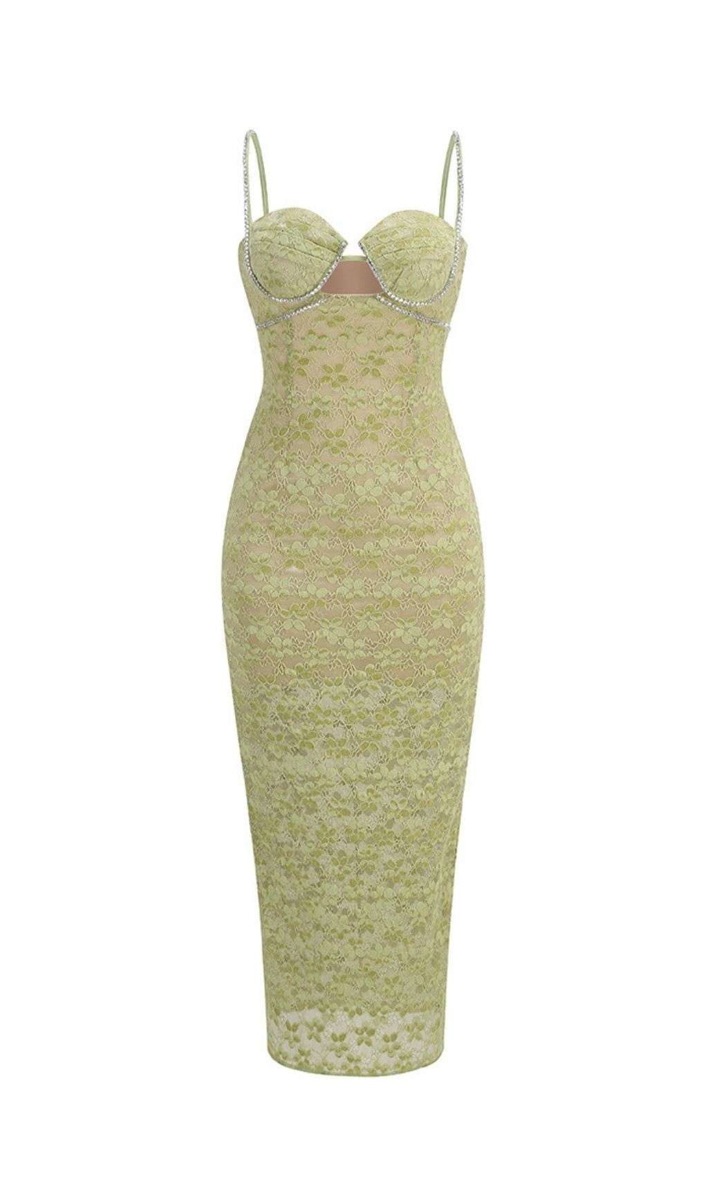ad9b6a5305c7353075ac226e106514fa.jpg Fashionslee Women Kendal Green Strappy Diamante Lace Midi Dress