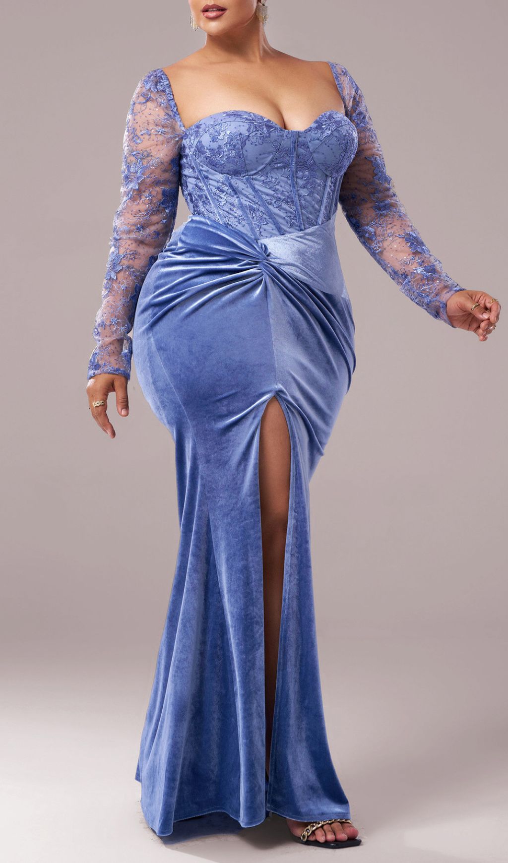 TRENDING PLUS SIZE MAXI DRESS IN BLUE - OWNCI