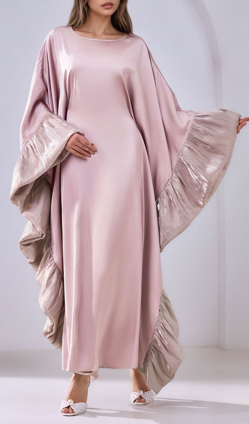 Fashionslee Women Kirklynn Pink Batwing Sleeve Maxi Dress