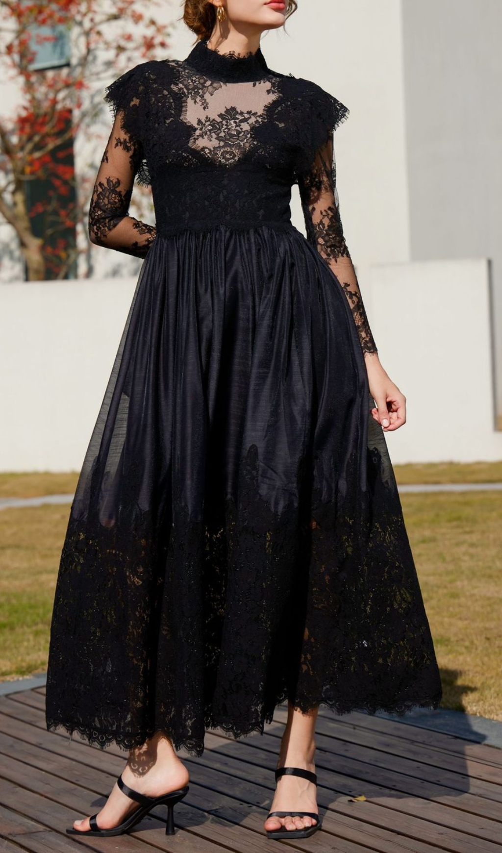 adfba38770aa15982384788eba654e45.jpg Fashionslee Women Bavo Black Lace Long Sleeve Maxi Dress