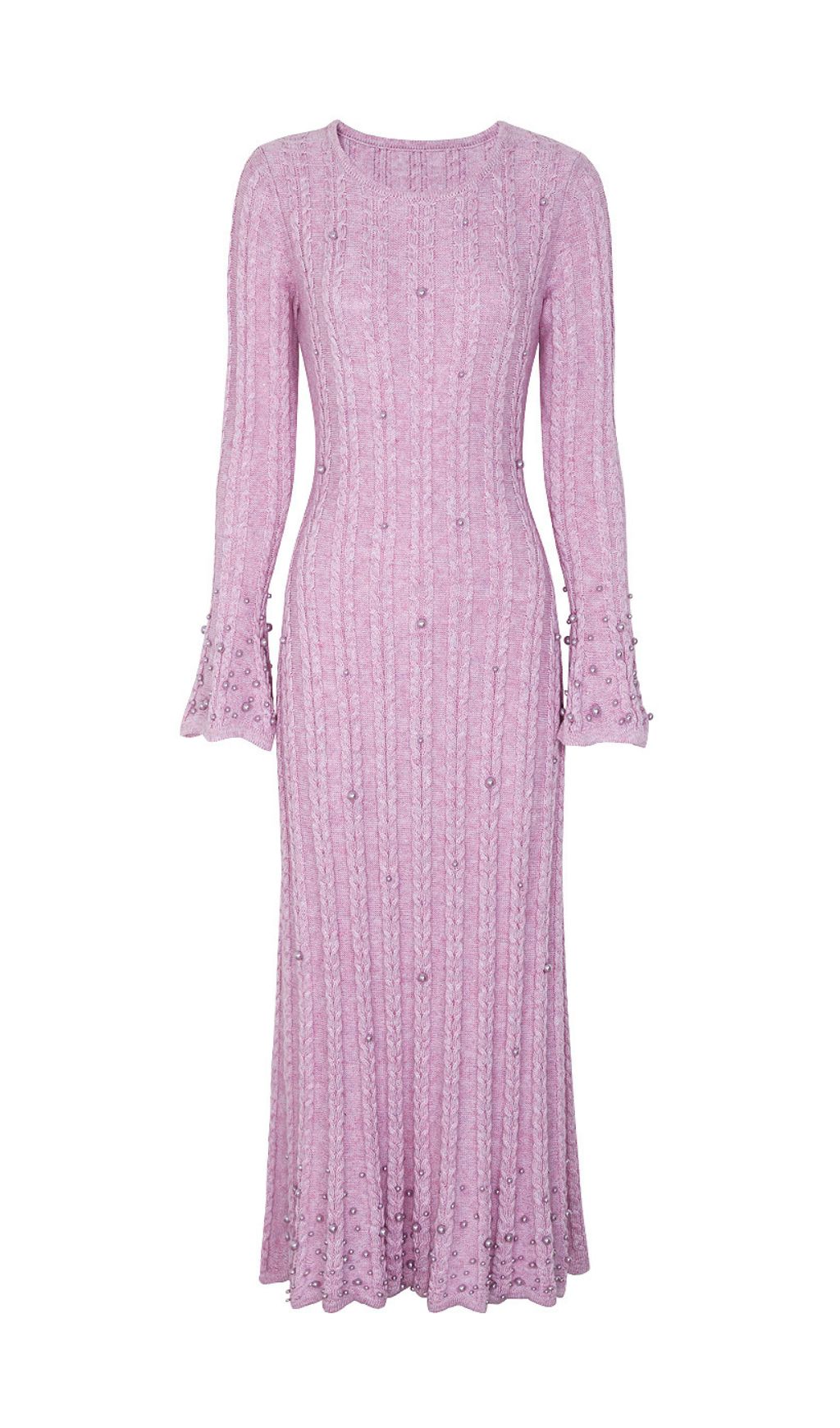 Fashionslee Women Jace Pearl Knit Long Sleeve Midi Dress