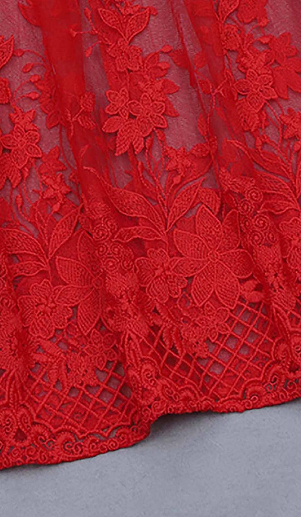 Fashionslee Women Floral Corset Lace Maix Dress In Red