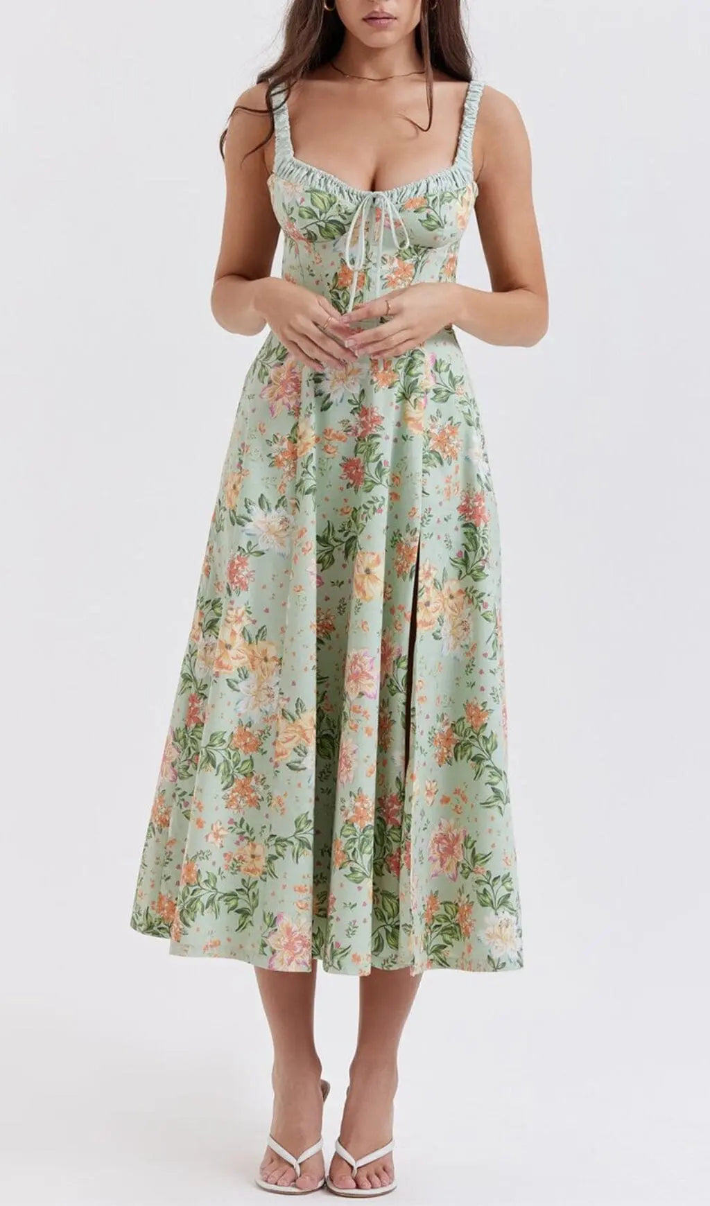 ae501068464f0e1af74e7253b8dfd3a8.jpeg Fashionslee Women Light Jade Print Bustier Sundress