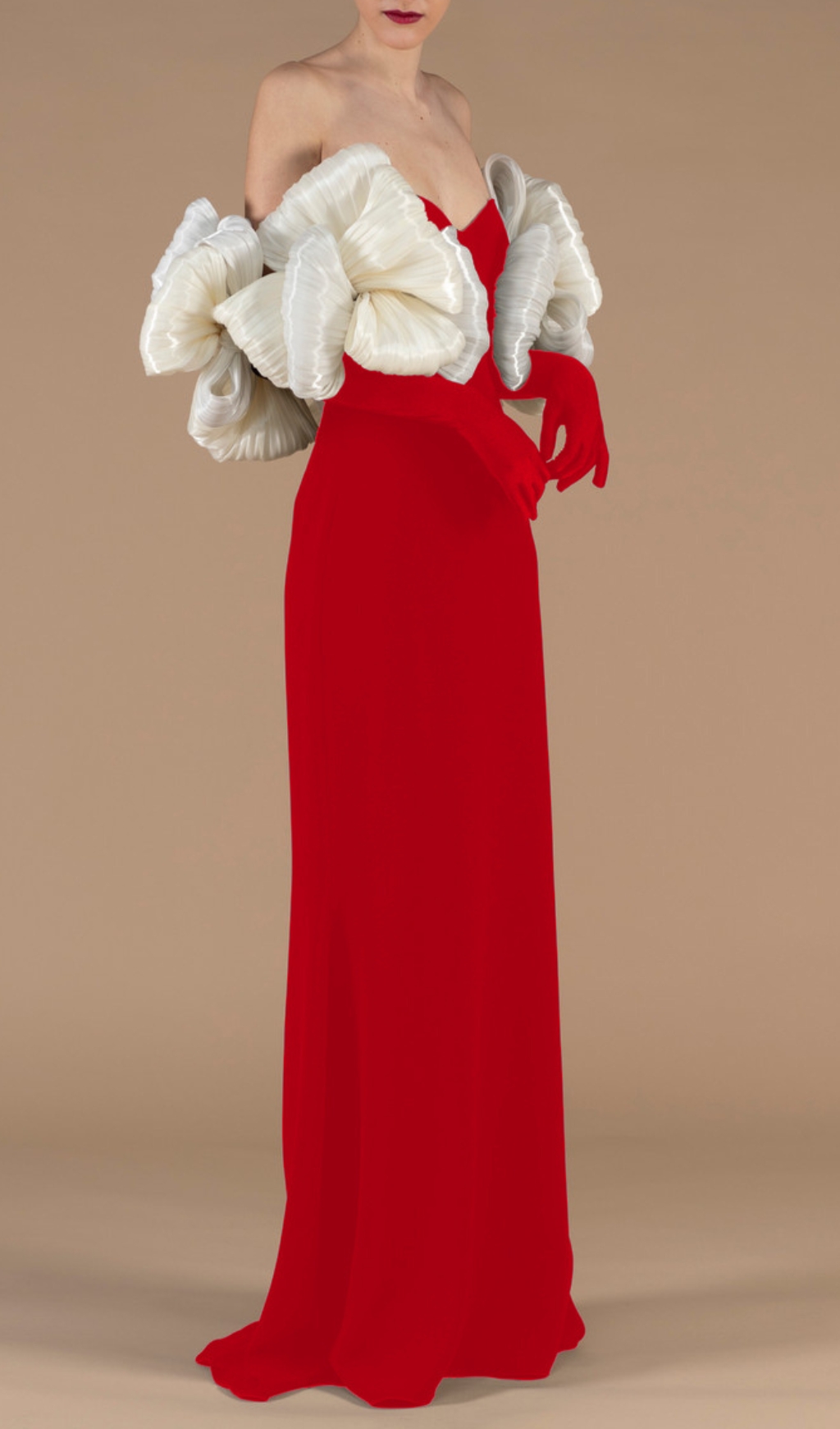 Fashionslee Women Cezary Red Off-Shoulder Maxi Bandage Dress