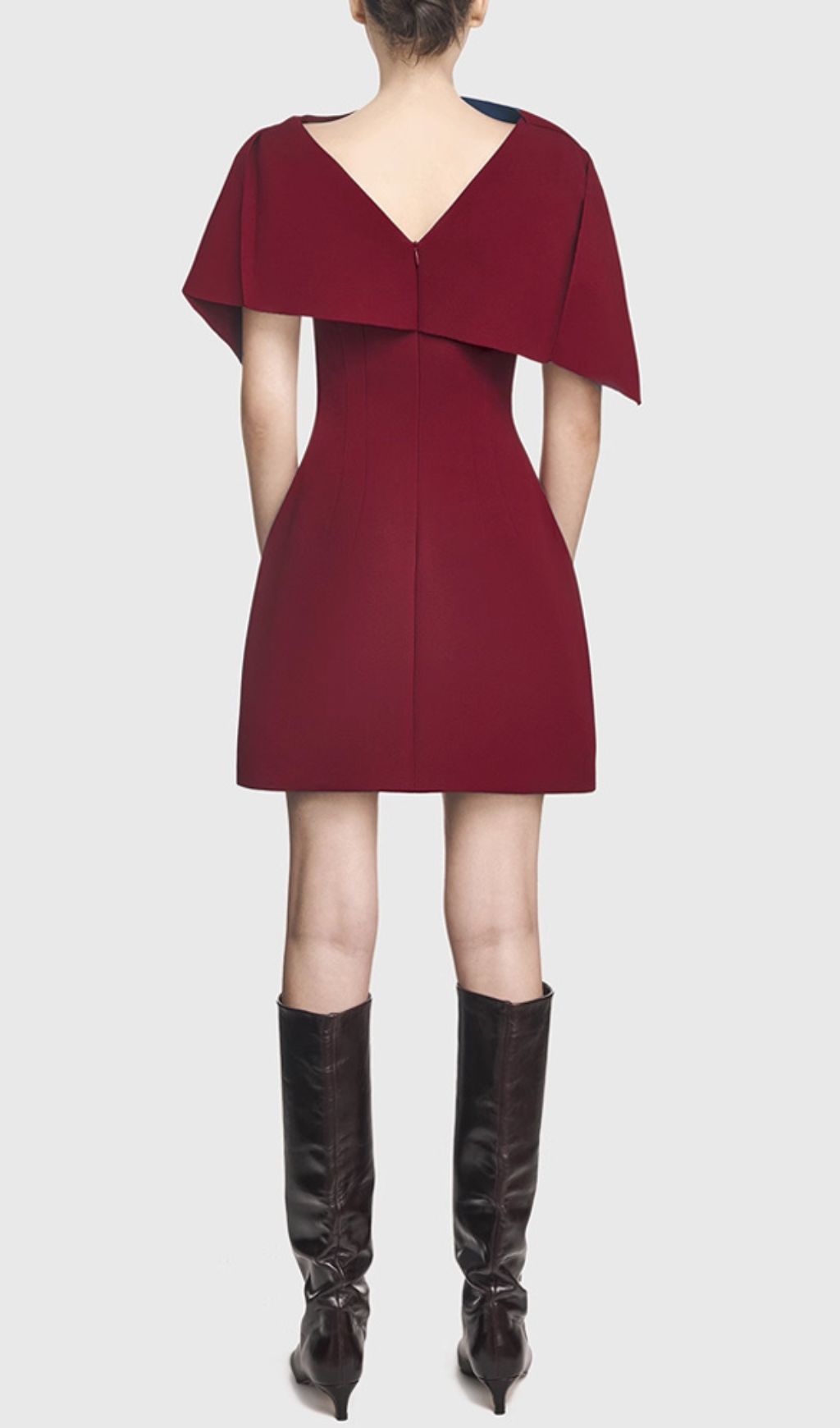 Fashionslee Women Gainell Wine Irregular Shoulder Mini Dress