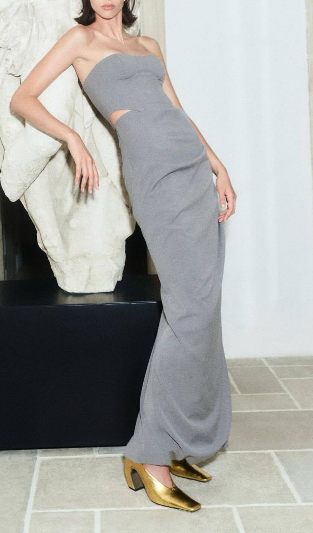 Fashionslee Women Kalle Grey Corset Top & Maxi Skirt Set