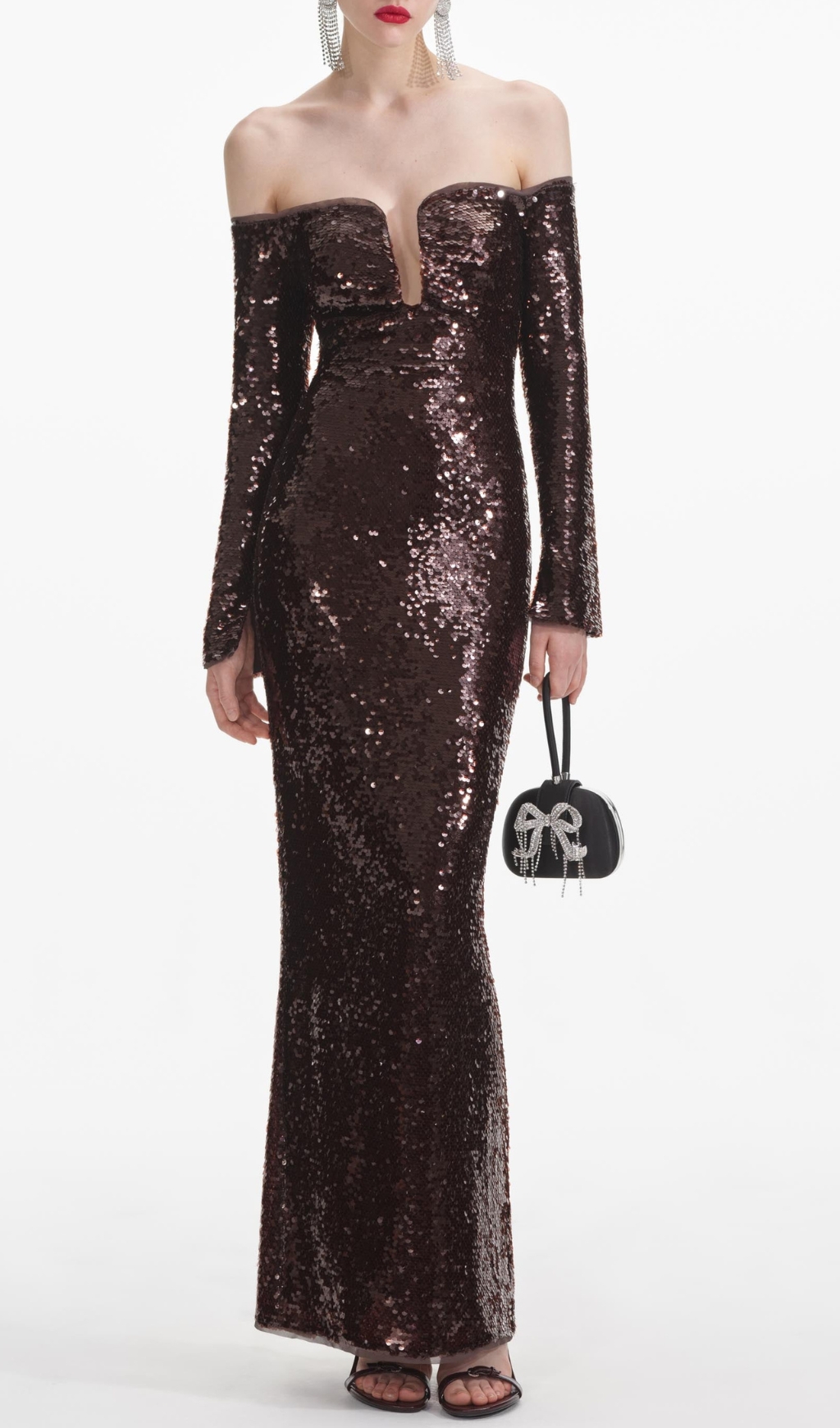 Fashionslee Women Cashlin Long Sleeve Sequin Maxi Dress