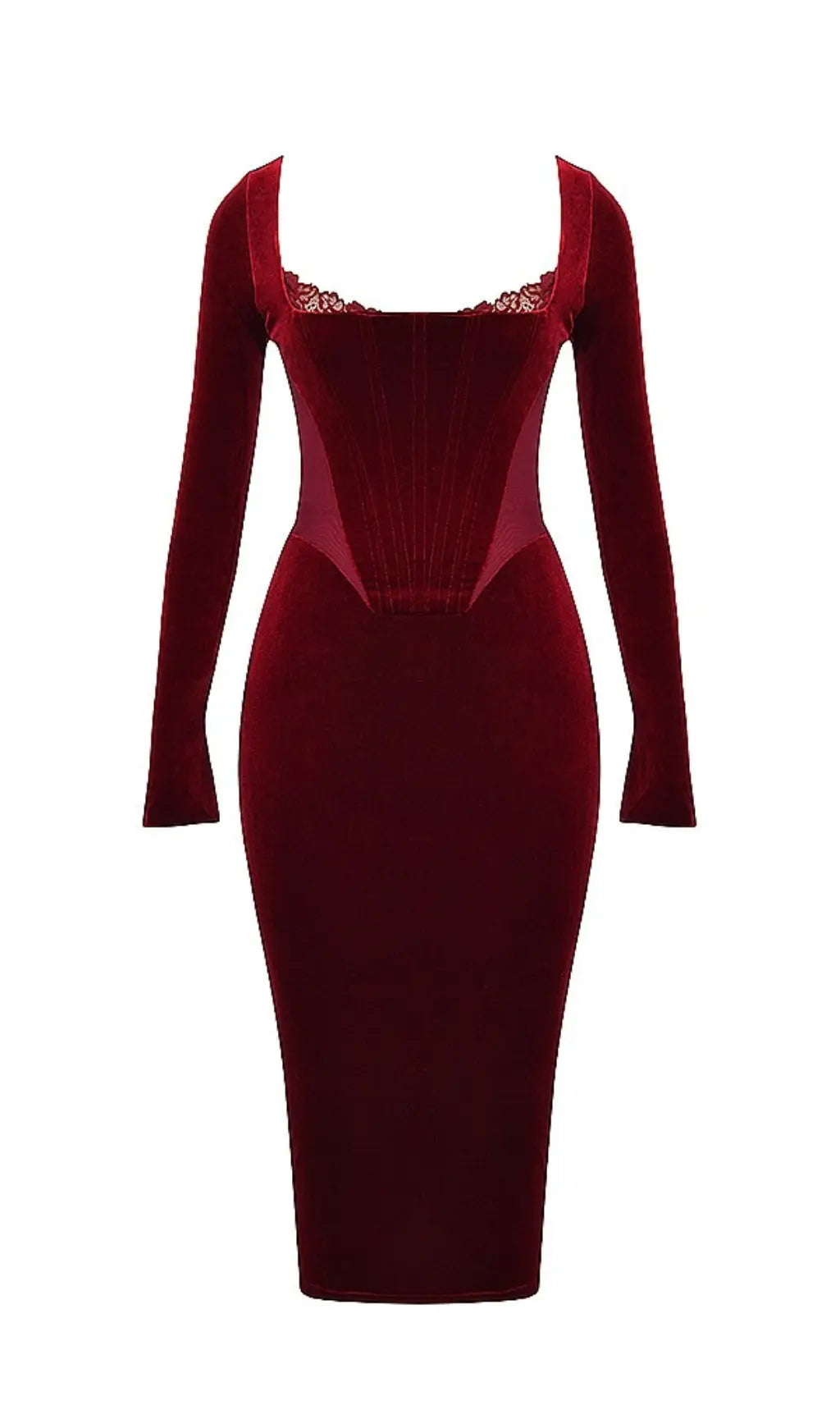 Fashionslee Women Wine Velvet Corset Dress