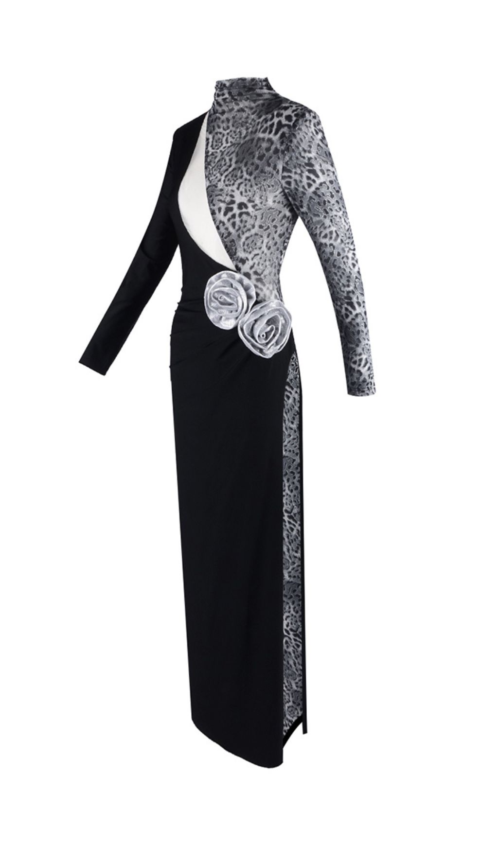 VINTAGE LEOPARD FLOWER MAXI DRESS - OWNCI