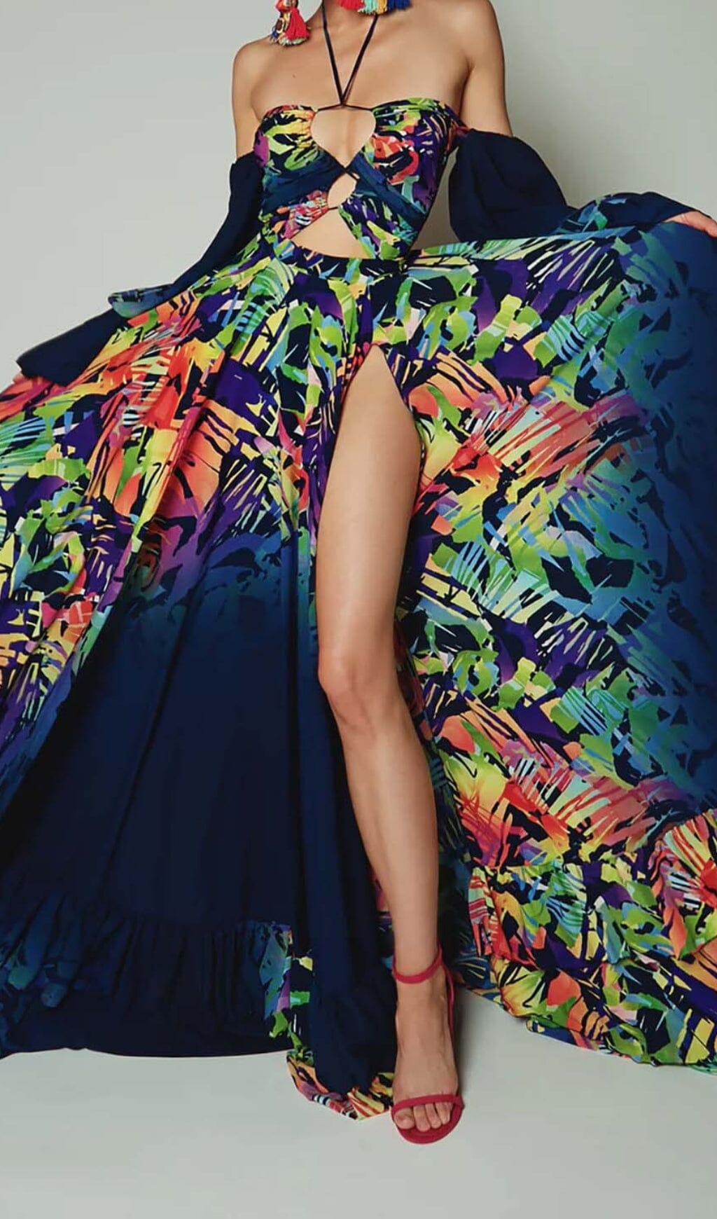 af64de51b033c649bedf7c9e78ddf6c4.jpeg Fashionslee Women Off Shoulder Flowy Sleeves Maxi Dress In Multi-Color