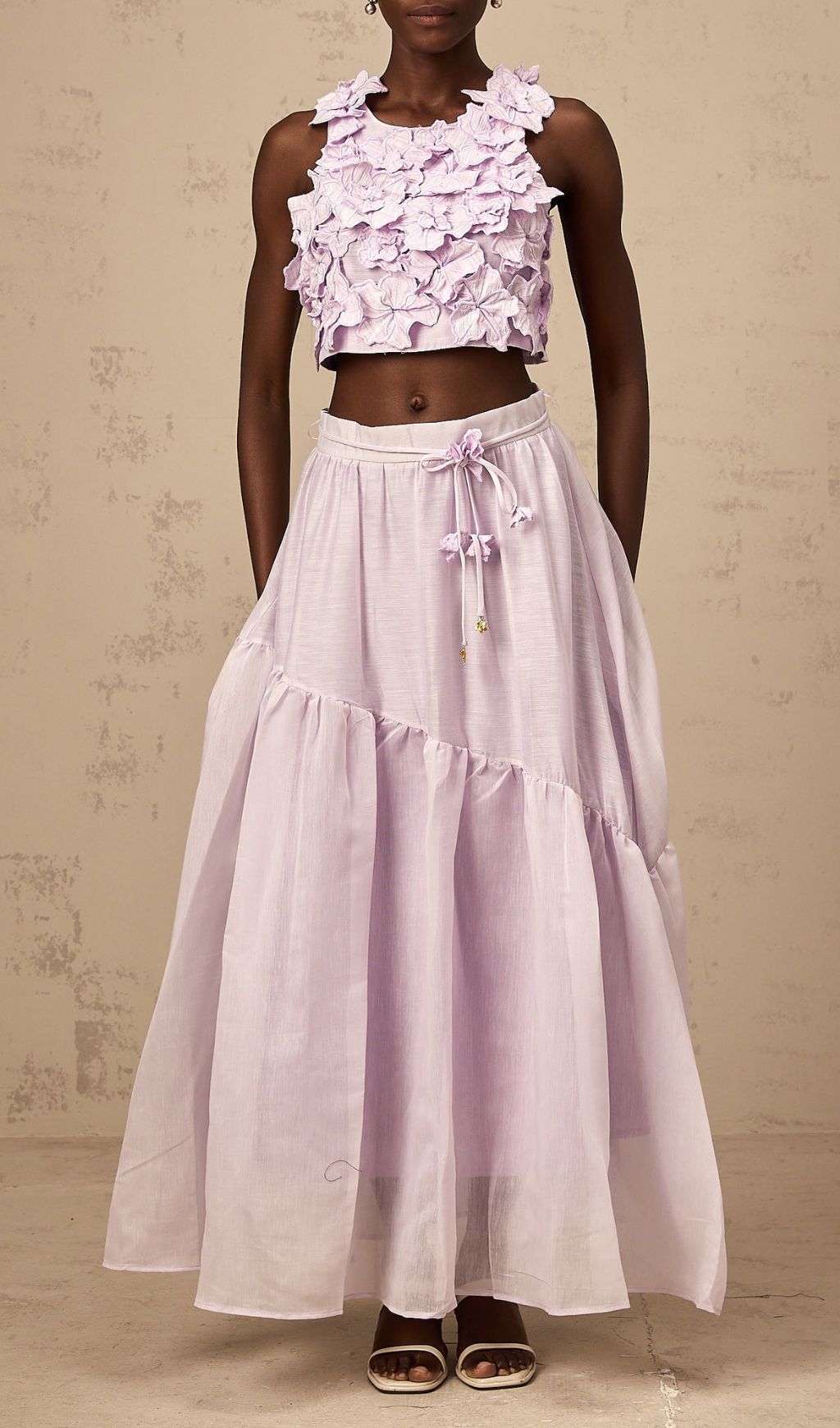 Fashionslee Women Farren Purple Flower Two-Piece Set