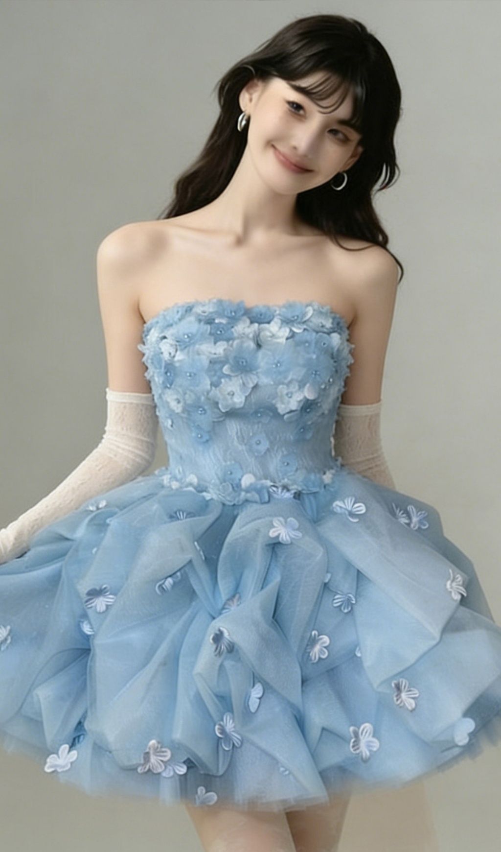 afb46f8a5bf3c26a763d8d5e39a8ce0e.jpg Fashionslee Women Krista Blue Strapless Flower Mini Dress