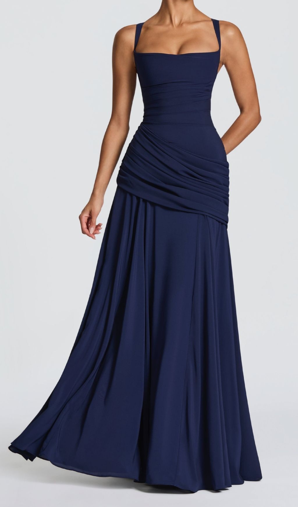 afdafe4b15bfd387197bba557c366db2.jpg Fashionslee Women Kellie Navy Strappy Ruched Maxi Dress