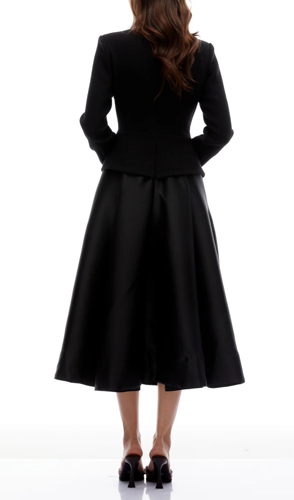 Fashionslee Women Jayna Black Long Sleeve Midi Dress