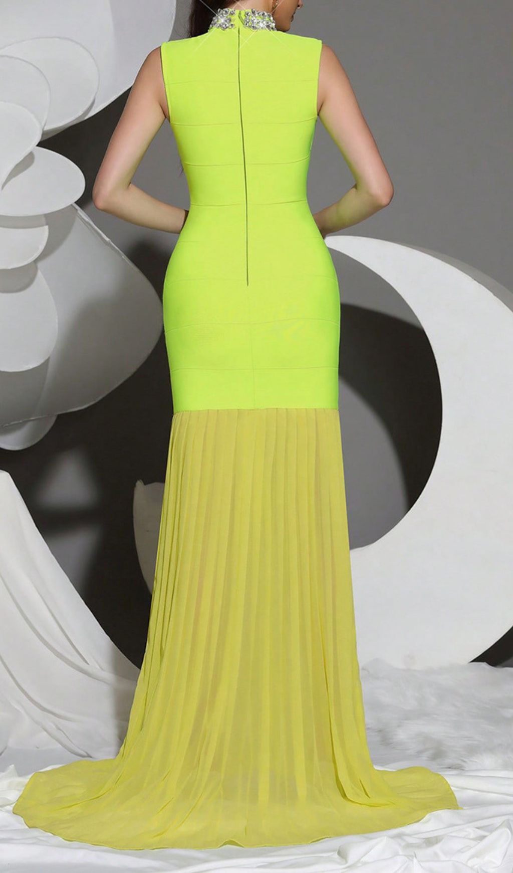 Fashionslee Women Hariata Green Diamante Bandage Maxi Dress