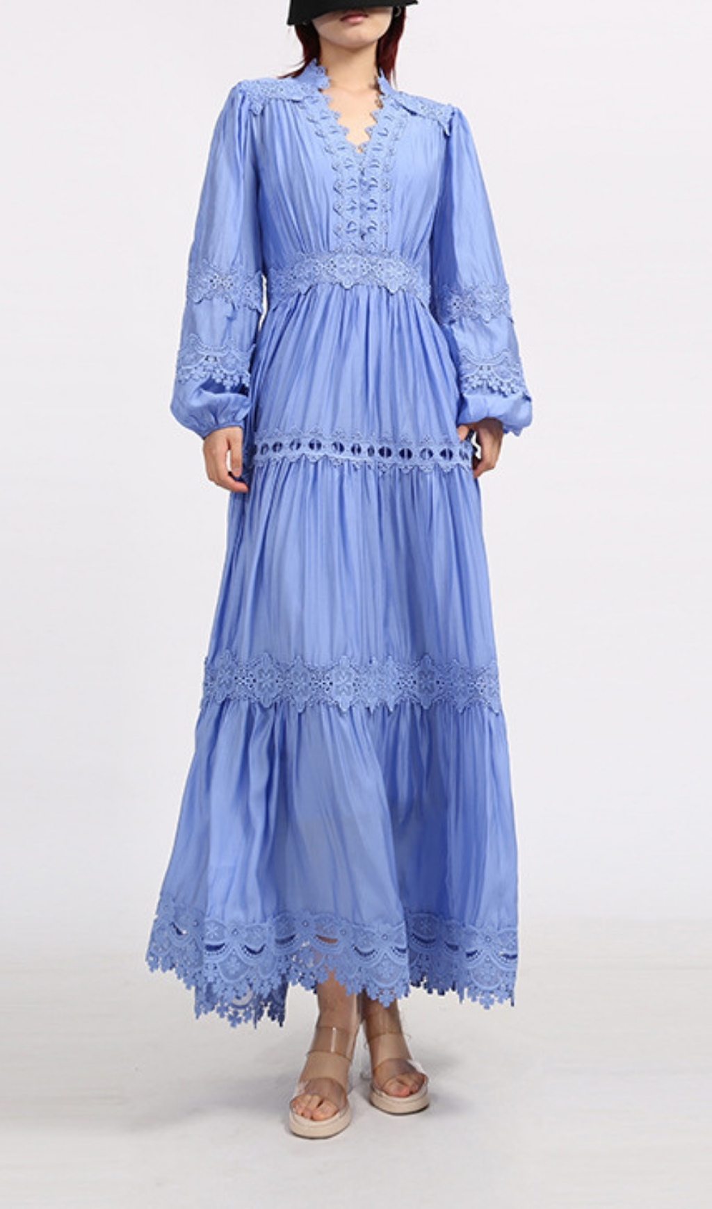 Fashionslee Women Estée Blue Long Sleeve Maxi Dress