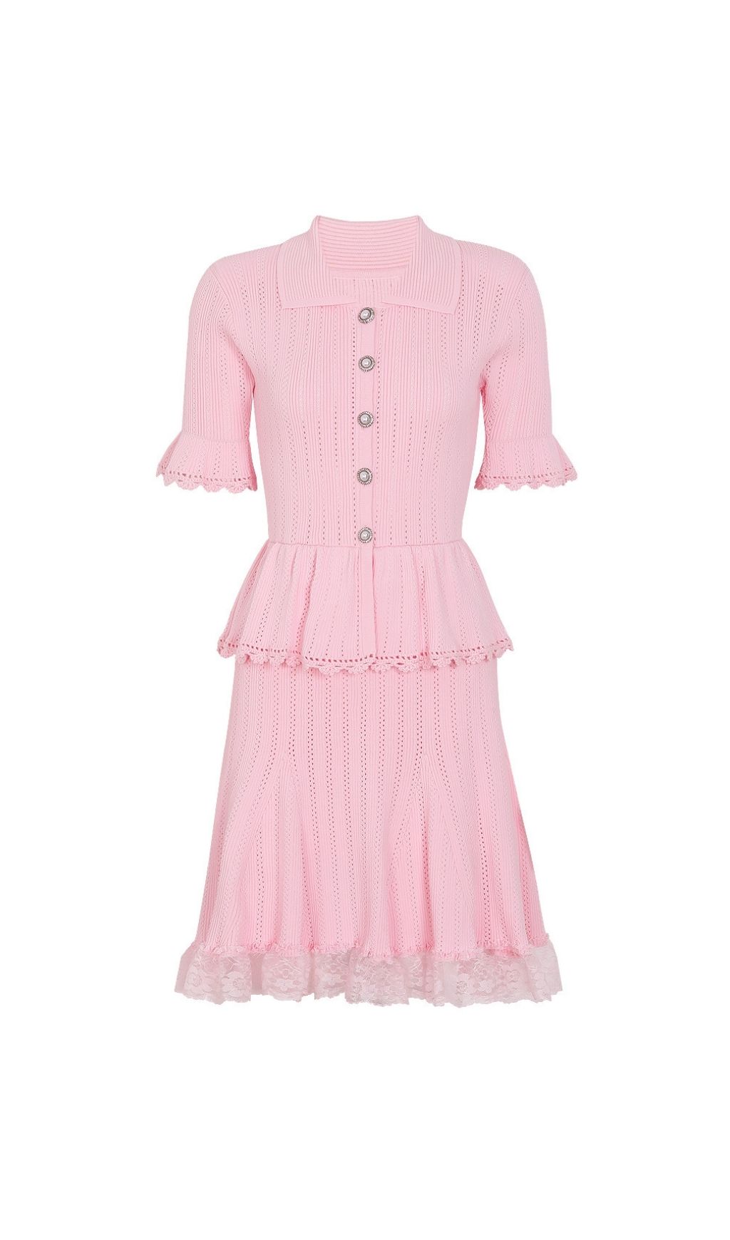 Fashionslee Women Khosrow Pink Lace Knit Mini Dress