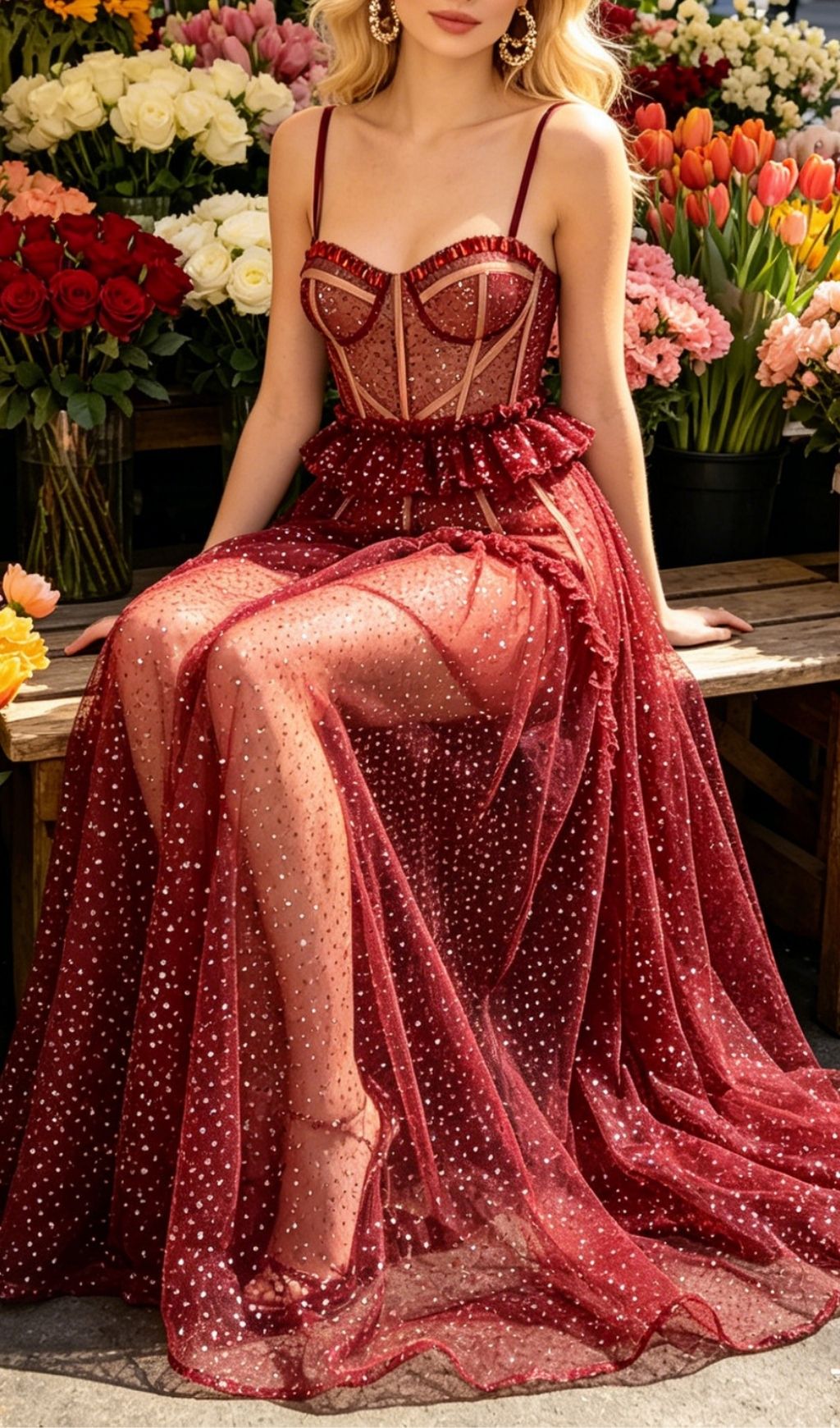 b0d410ac4a1626d25996e46373229463.jpg Fashionslee Women Korene Red Strappy Sequin Mesh Maxi Dress