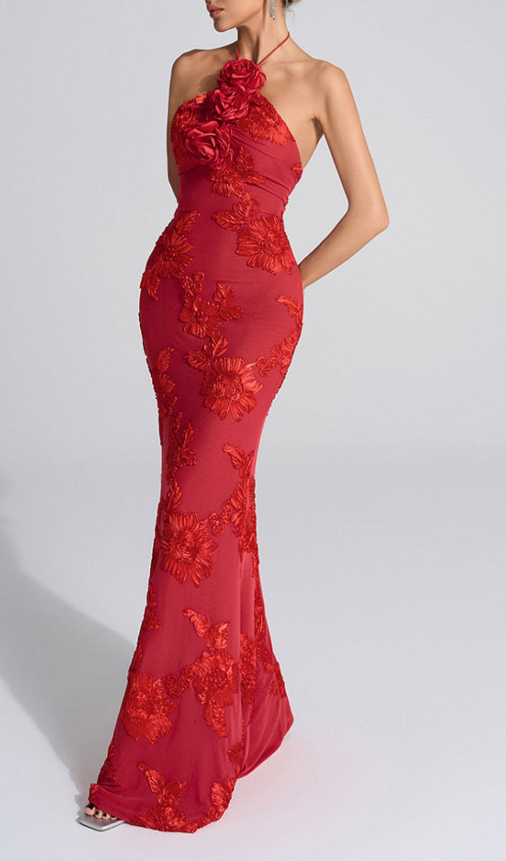 b0e618169b373582ea906474d3f02561.jpeg Fashionslee Women Bambi Red Halter Flower Maxi Dress