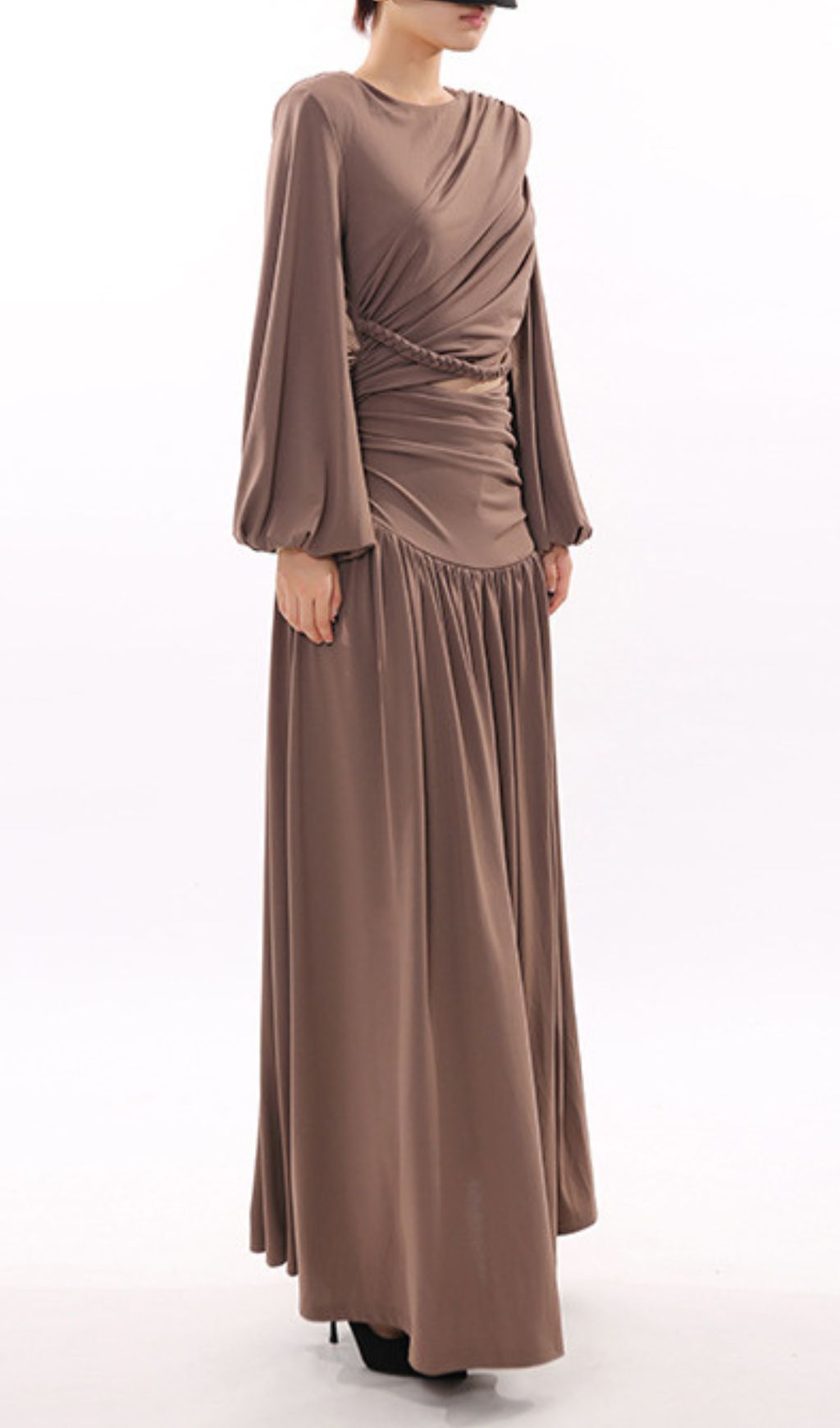 VINTAGE PLEATED MAXI DRESS AESTHETIC - OWNCI VINTAGE PLEATED MAXI DRESS AESTHETIC - OWNCI